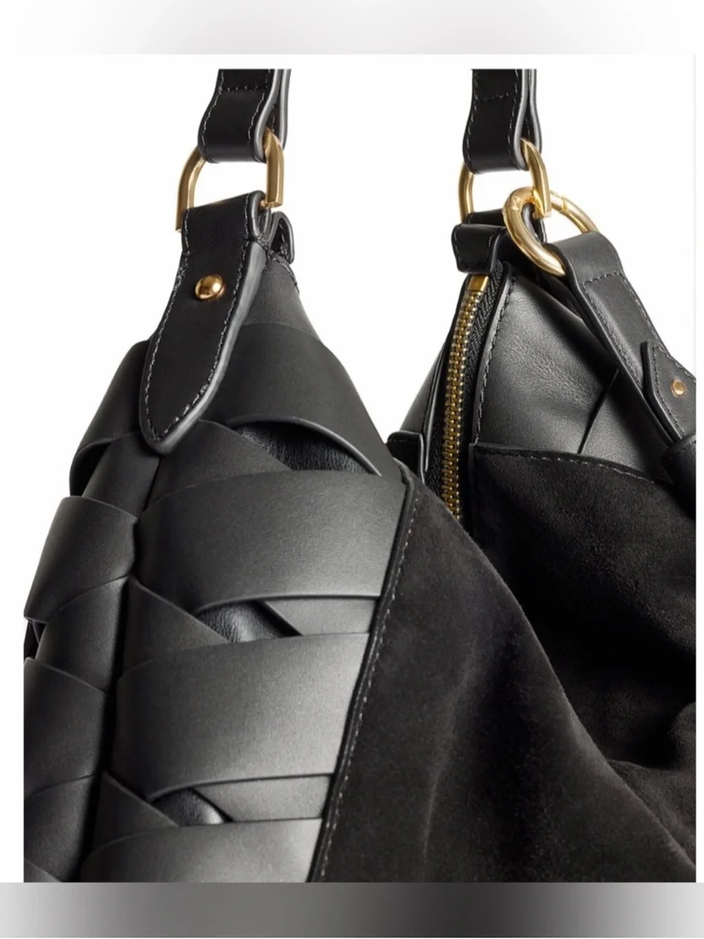 Sam Edelman Black Suede & Leather Hobo with Braided Side Detail